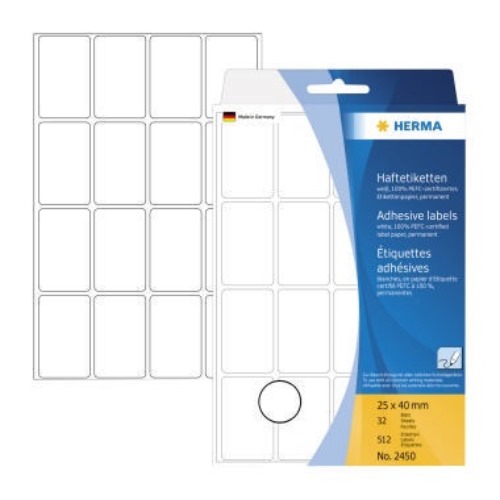 HERMA Vielzwecketikett 2450 25x40mm Papier weiß 512 St./Pack.
