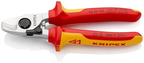KNIPEX 95 26 165 Kabelschere  Länge 165 mm Kopf verchromt VDE Mehrkomponenten-Hü