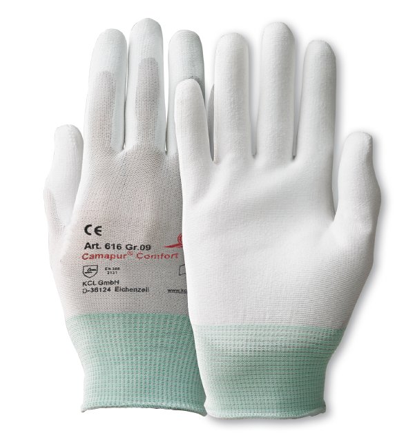KCL 616 Camapur® Comfort Gr. 9 PU, Polyamid weiß handrückenfrei Strickbund 220-2