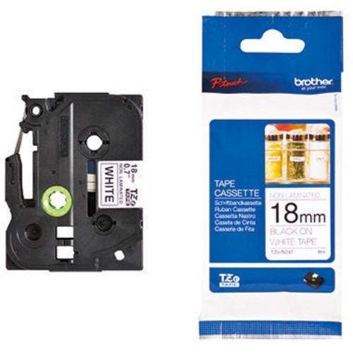 P-touch Schriftbandkassette TZEN241 18mmx8m unlaminiert sw auf ws
