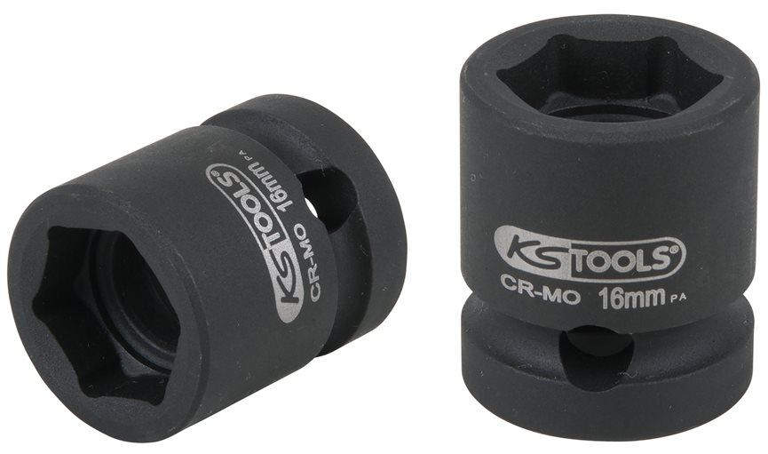 KS Tools 515.0063 1/2 Sechskant-Kraft-Stecknuss, extra kurz, 16,0 mm