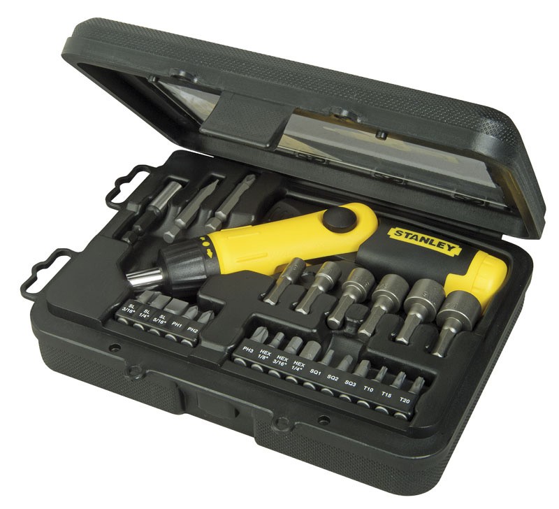 Stanley 0-63-022 Bits  Bit-Set 1/4 Zoll 24-teilig m. Ratschenschraubendreher