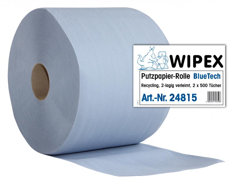 Nordvlies 24815 WIPEX Putzpapier-Rolle BlueTech blau volumengeprägt 500 Tücher