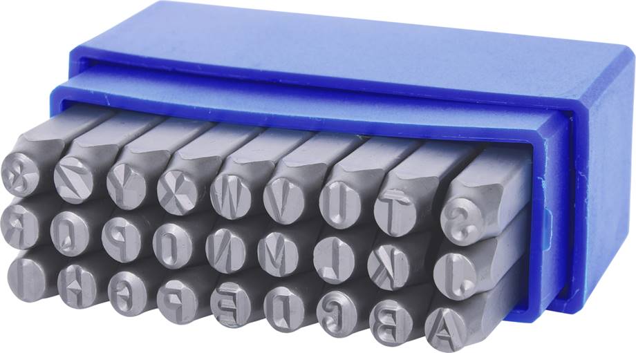 KS Tools 156.0468 Buchstaben-Prägestempel-Satz, 27-tlg.