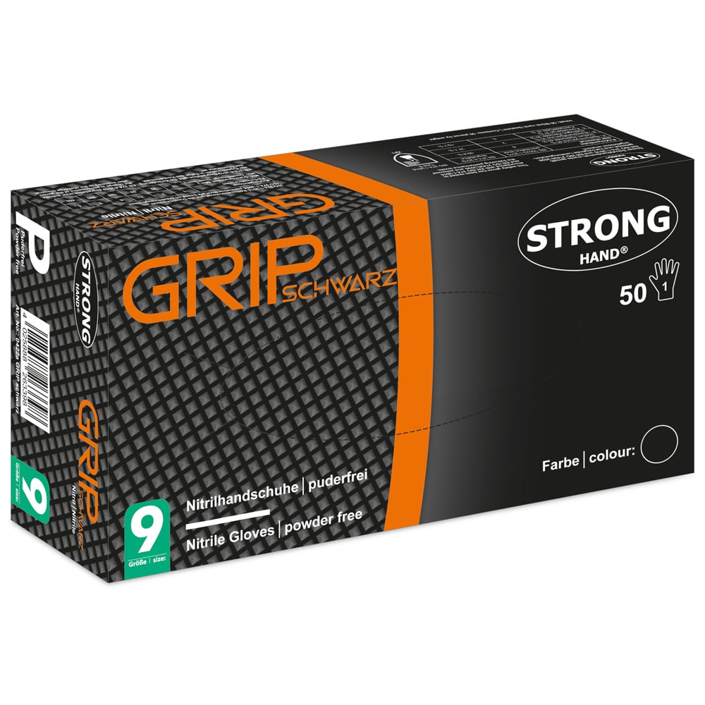 Gr .10 (XL) *GRIP SCHWARZ* STRONGHAND® HANDSCHUHE schwarz *GRIP SCHWARZ* STRONGH