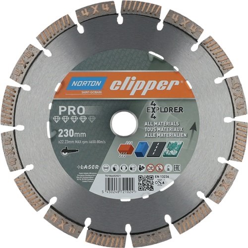NORTON CLIPPER 70184602021 Diamanttrennscheibe 4 x 4 Explorer Ø 230 mm Bohrung 2
