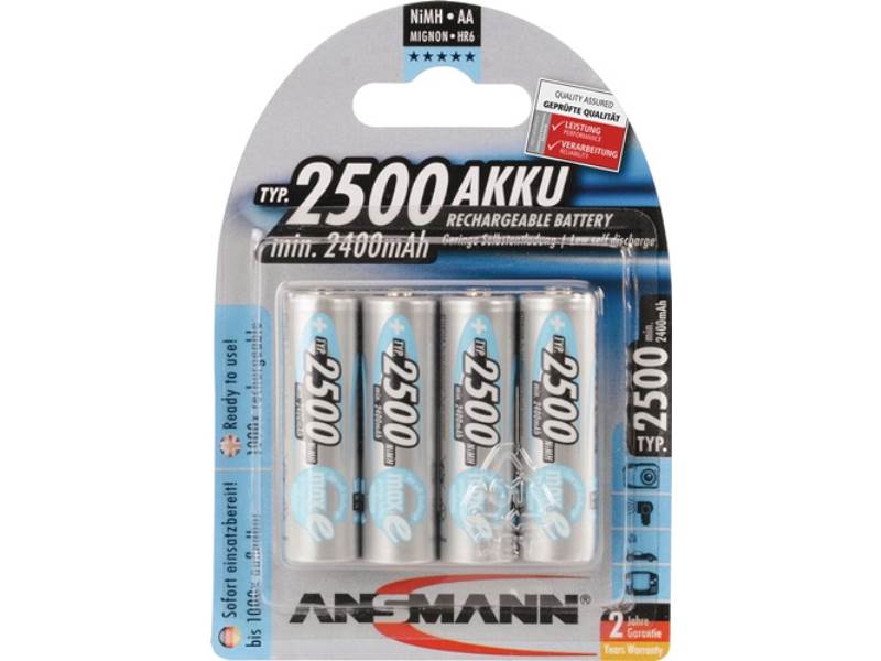 ANSMANN 5035442 Akku-Zelle maxE 1,2 V 2500 mAh R6-AA-Mignon HR6 4
