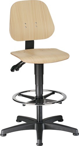BIMOS 9651-   3000 Arbeitsdrehstuhl Unitec Bodengleiter + Fußring Buche 580-850