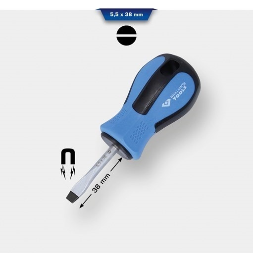Brilliant Tools  BT031031 Schraubendreher Schlitz, 5,5 x 38 mm, kurze Form
