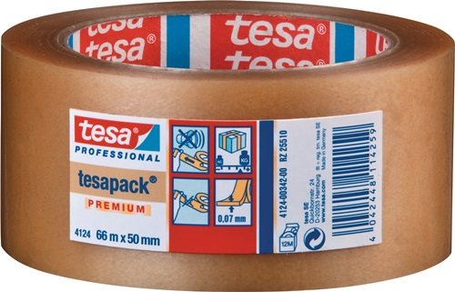 Verpackungsklebeband PVC tesapack® 4124 farblos L.66m B.50mm