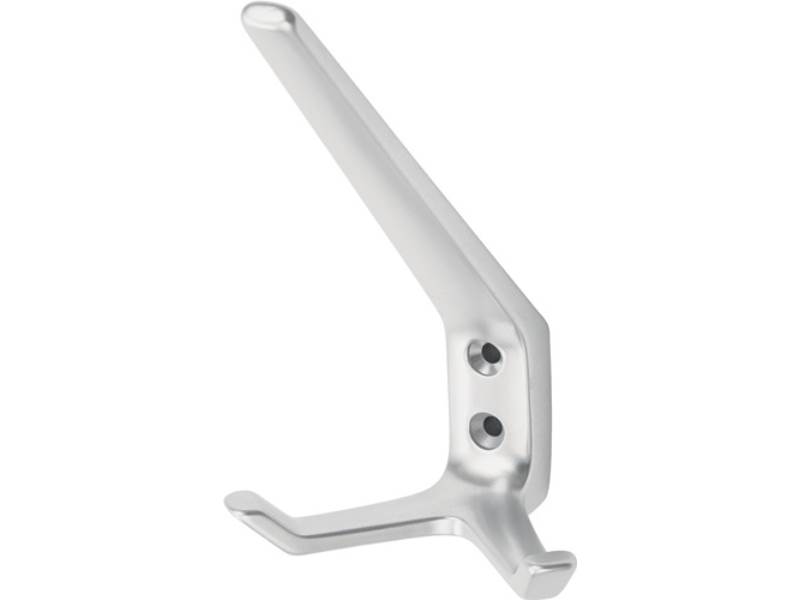 HERMETA 0032-01E Huthaken 0032 zweifach Ausladung 89 mm Aluminium silberfarbig e