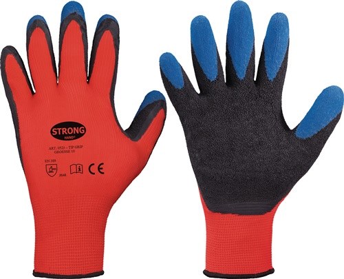 STRONGHAND 0523-09H Handschuhe Tip Grip Größe 9 rot/schwarz/blau EN 388 PSA-Kate