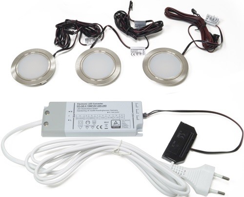 L&S 2000013 LED-Leuchtenset Chip 58 Edelstahl 12 V 12 W warmweiß