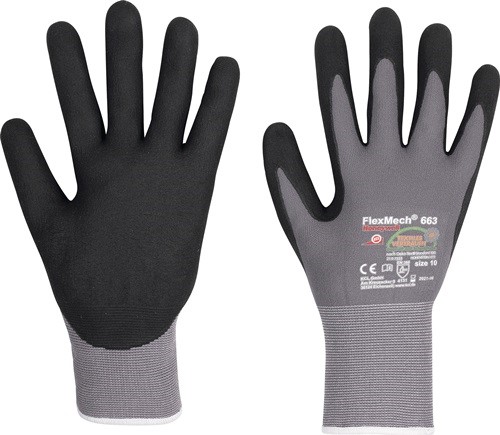 HONEYWELL 066306141E Handschuhe FlexMech 663 Größe 6 grau/schwarz Nylon/Elastan/