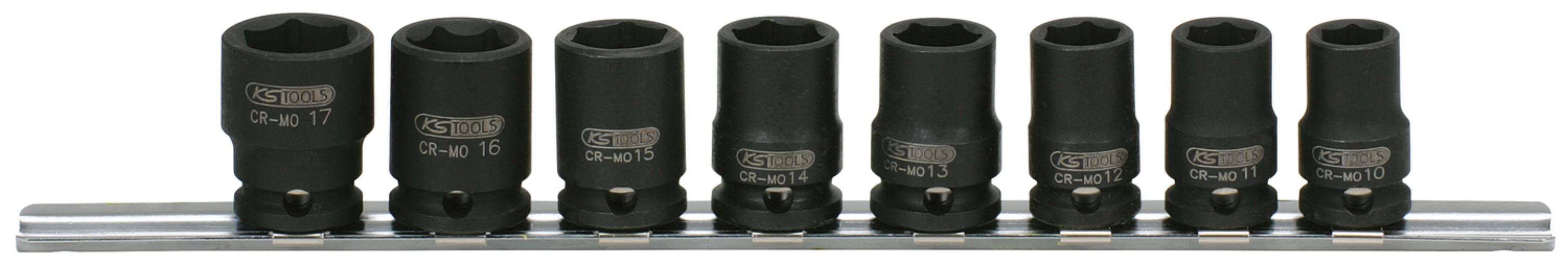 KS Tools 515.0608 3/8'' Sechskant-Kraft-Stecknuss-Satz, kurz, 8-tlg.