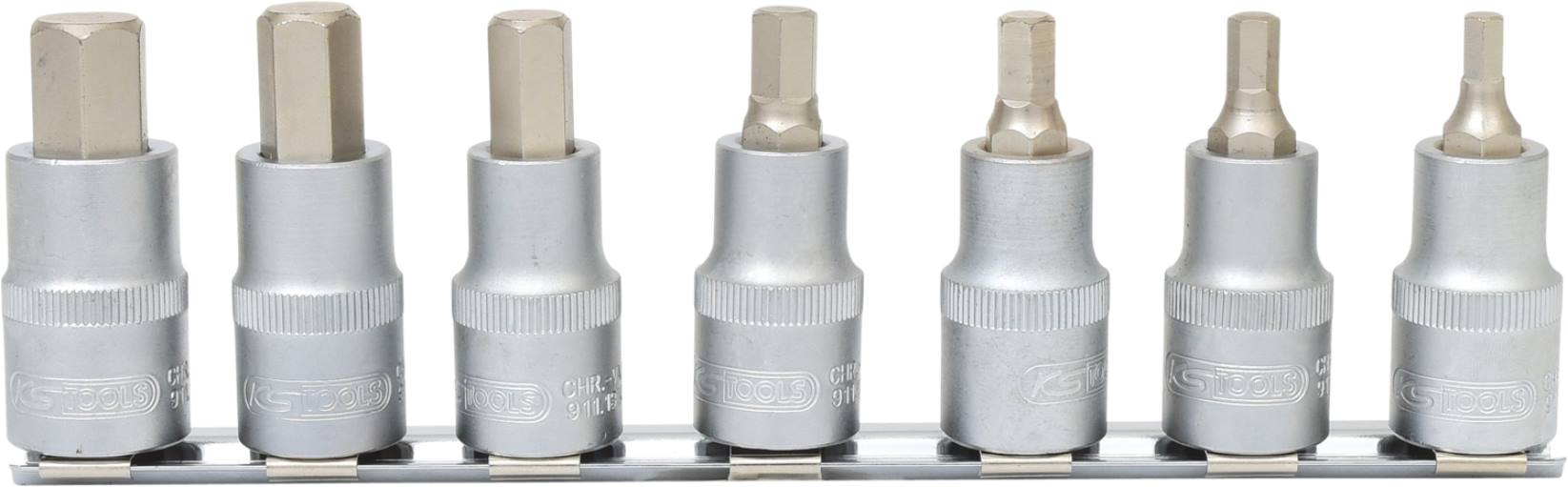 KS Tools 911.1320 1/2'' Bit-Stecknuss-Satz Innensechskant, kurz, 7-tlg.