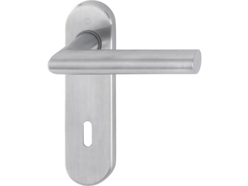 HOPPE 3289348 Kurzschildgarnitur Amsterdam E1400Z/353K Edelstahl F69 OB abgerund