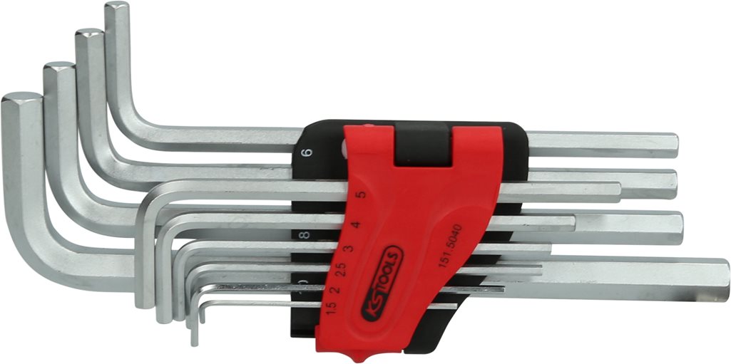 KS Tools 151.5040 Innensechskant-Winkelstiftschlüssel-Satz, lang, 10-tlg.