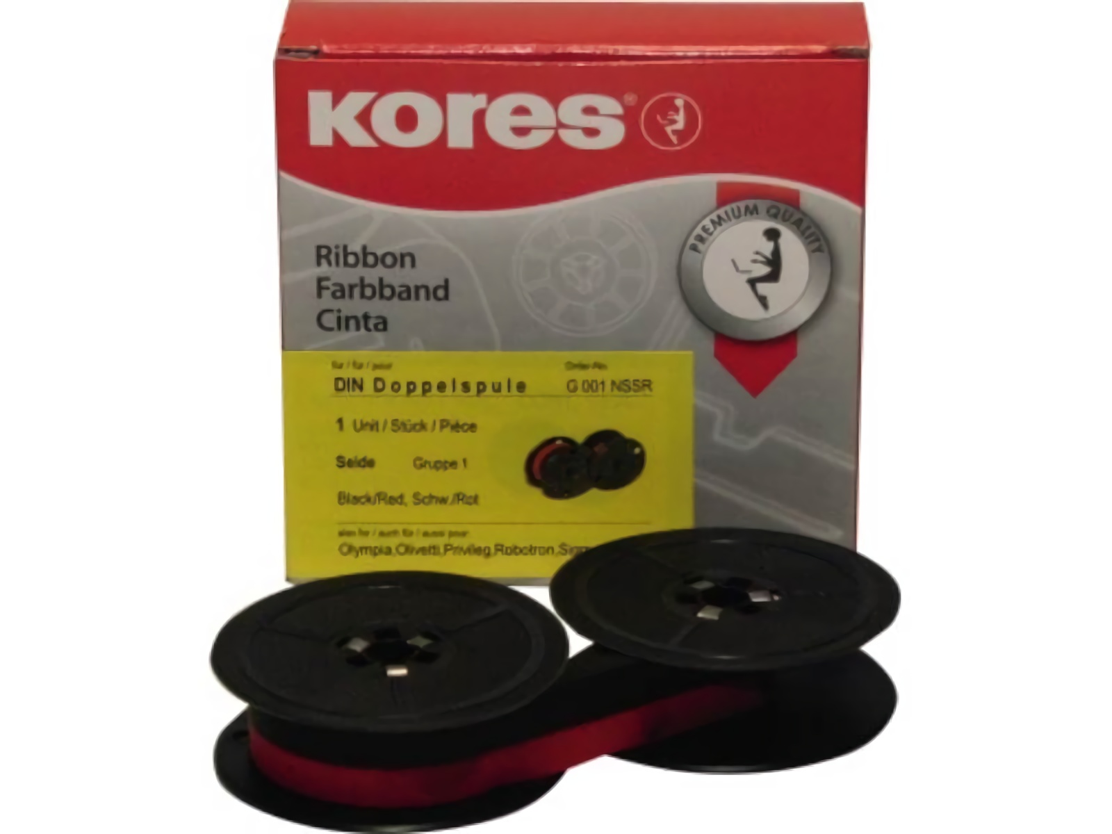 Kores Farbband G001NSSR Gr.1D für Triumph Adler Seide schwarz/rot