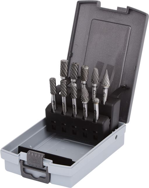 KS Tools 515.3220 HM Frässtift-Satz, Kunststoffkassette, 10-tlg.