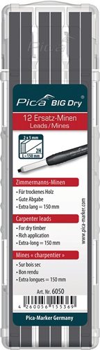 PICA 6050 Minen-Set Pica BIG-Dry 12x graphit 2H trockenes Holz