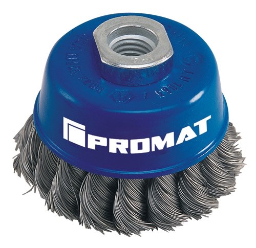 PROMAT  Topfbürste  D. 100 mm Drahtstärke 0,5 mm VA 8500 min-¹