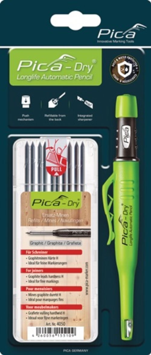 PICA 30405 Bau-/Tieflochmarker Pica-Dry Farbe graphit  + Minenset 4000 871 360