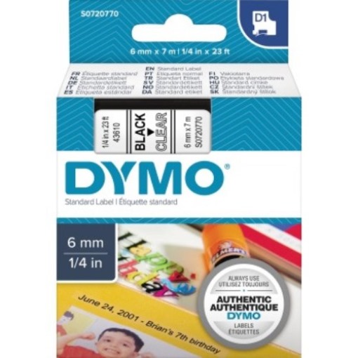 DYMO Schriftbandkassette D1 S0720770 6mmx7m sw auf tr