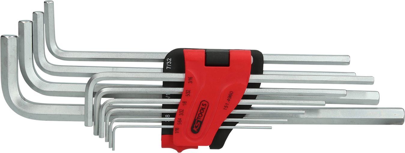 KS Tools 151.4960 Innensechskant-Winkelstiftschlüssel-Satz, extra lang, 10-tlg.