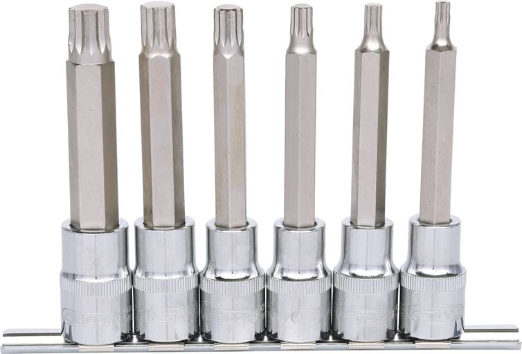 KS Tools 918.1358 1/2'' CHROMEplus Bit-Stecknuss-Satz XZN, lang, 6-tlg. M5-M14