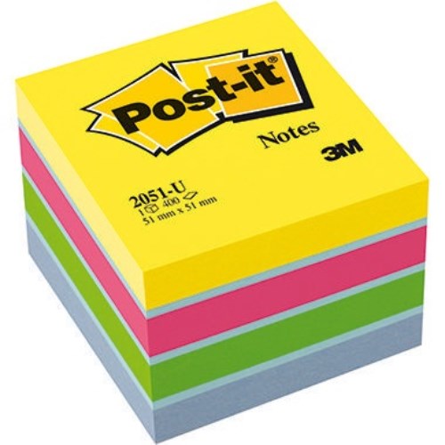 Post-it Haftnotizwürfel Mini 2051-U 2051-U 51x40x51mm 400Bl. sortiert