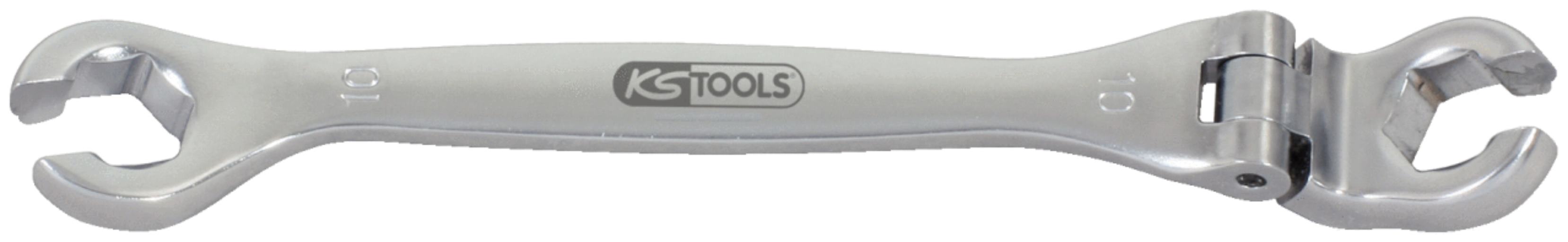 KS Tools 518.0380 CHROMEplus Offener Doppel-Ringschlüssel mit Gelenk, 10mm
