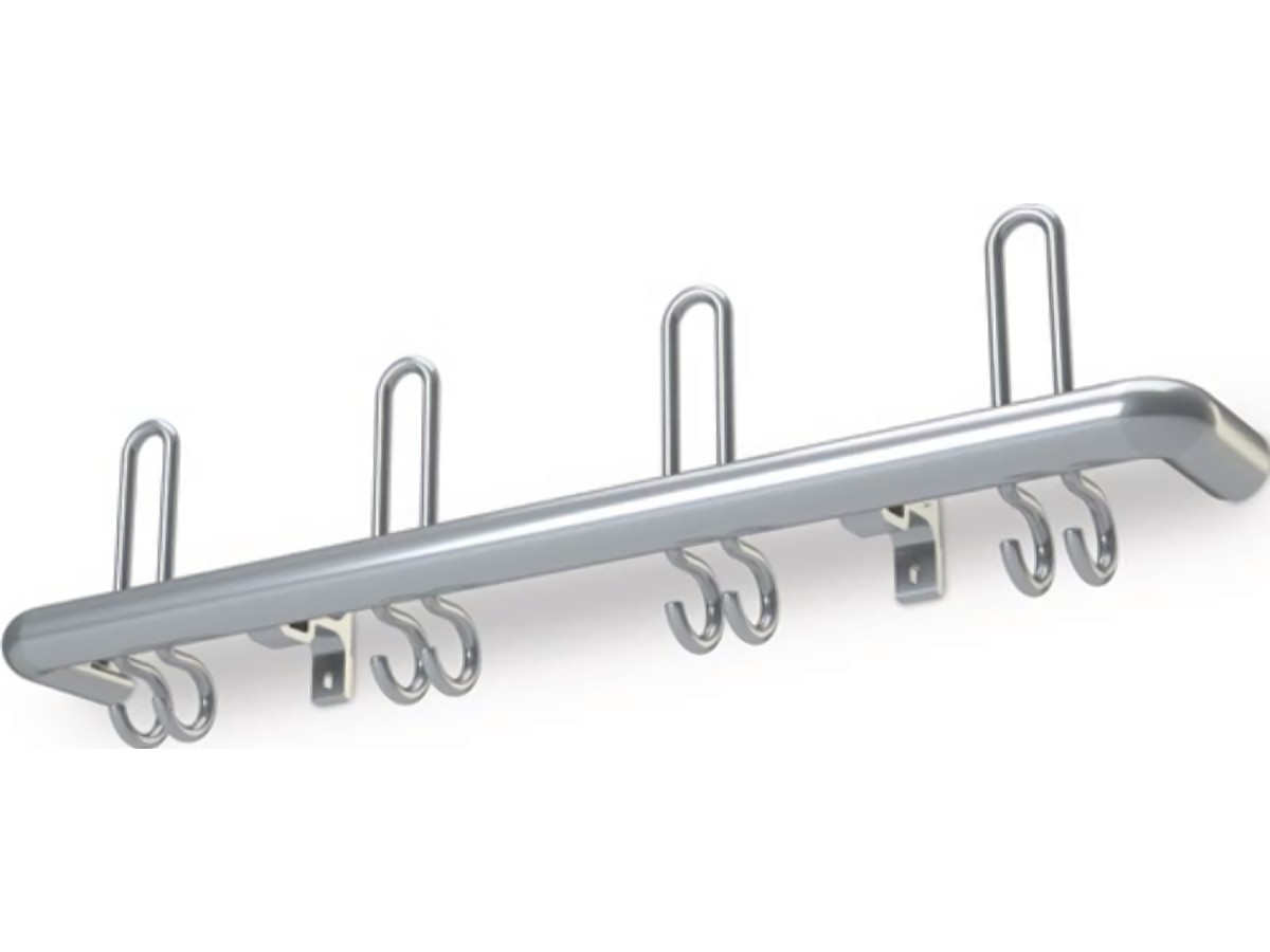 Wandgarderobe Aluminium F1 naturfarbig 5 Hut-/10 Mantelhaken Länge 1000 mm Hak