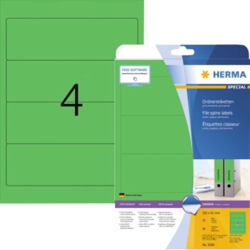 HERMA Ordneretikett 5099 192x61mm sk grün 80 St./Pack.