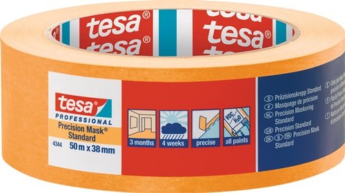 TESA 04344-00001-00 Präzisionskrepp 4344 Standard glatt hellbeige Länge 50 m Bre