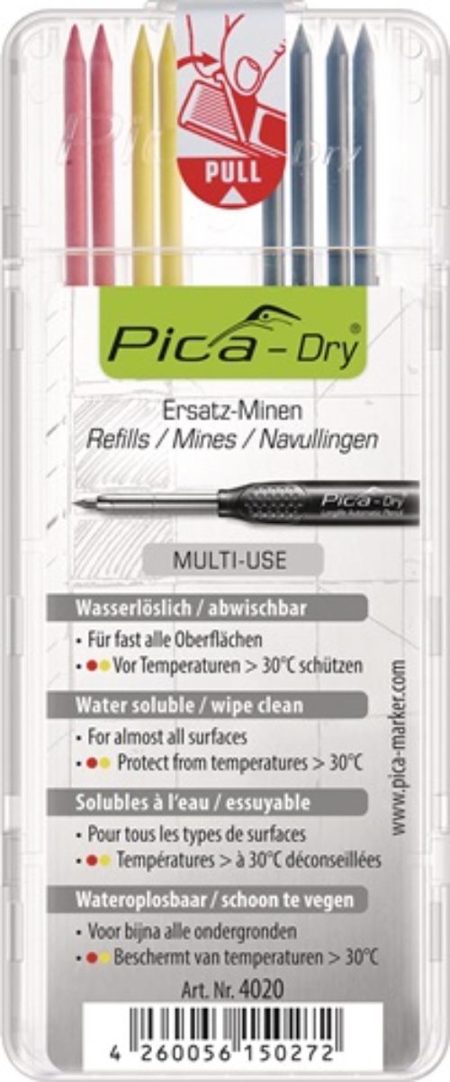 PICA 4020 Minen-Set Pica-Dry 4x schwarz, 2x rot, 2x gelb feucht abwischbar