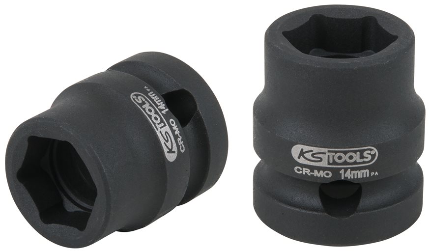KS Tools 515.0061 1/2 Sechskant-Kraft-Stecknuss, extra kurz, 14,0 mm