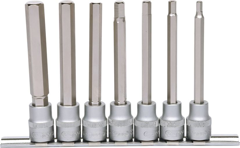 KS Tools 911.1560 3/8'' Bit-Stecknuss-Satz Innensechskant, lang, 7-tlg.
