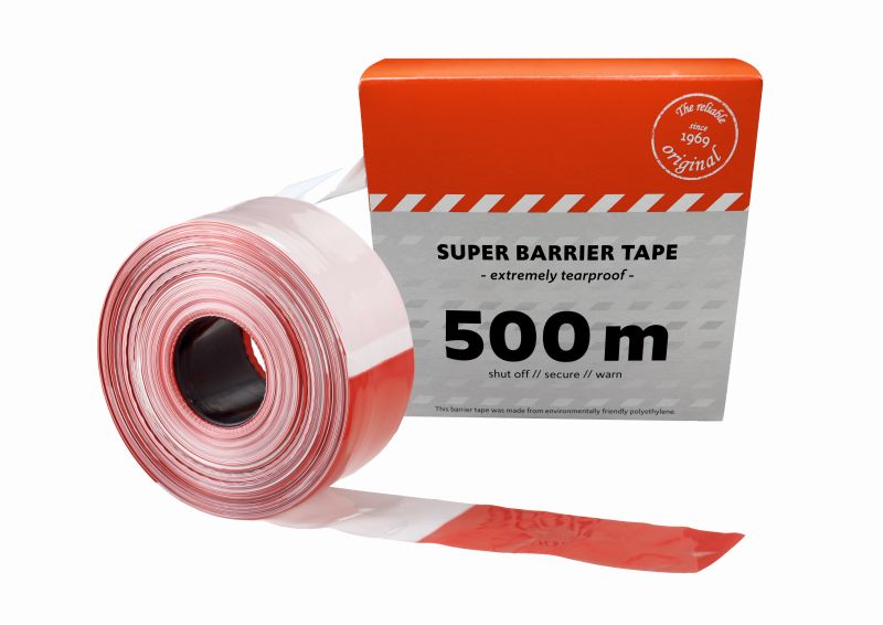 Gr .100 Meter BAUSTELLEN - ABSPERRBAND 80 MM rot Barrier tape