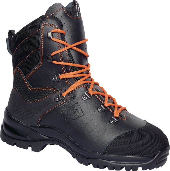 SOLIDUR 35530-45 Forstsicherheitsstiefel KAILASH Größe 45 schwarz/orange GlattlederS3 HRO CI HI SRC EN ISO 20345, EN ISO 17249 nach EN ISO 20345 · S3 HRO CI HI SRC · EN ISO 17249 · Sägeschutz: Klasse 2 (24 m/s) · Schafthöhe: ca. 23 cm · Schuhweite: 10,5 ·