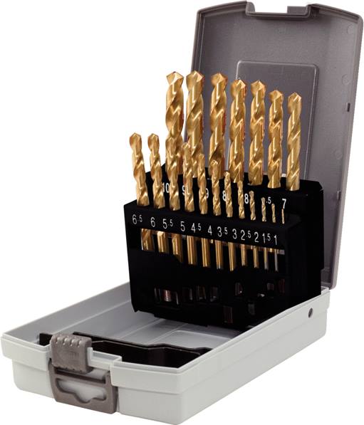 KS Tools 330.4620 HSS TiN Spiralbohrer-Satz, Kunststoffkassette 19-tlg. 1-10mm