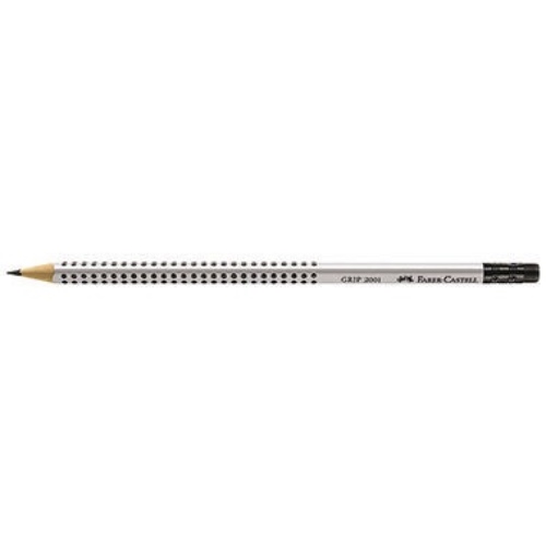 Faber-Castell Bleistift GRIP 2001 117201 mit Radierer B silbergrau