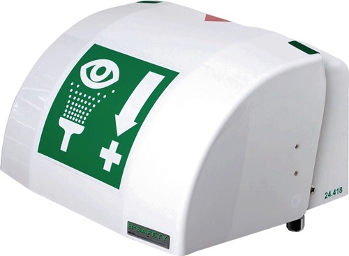 B-SAFETY BR 850 005 Augendusche PremiumLine mit Auffangbecken + Abdeckung Wandmo