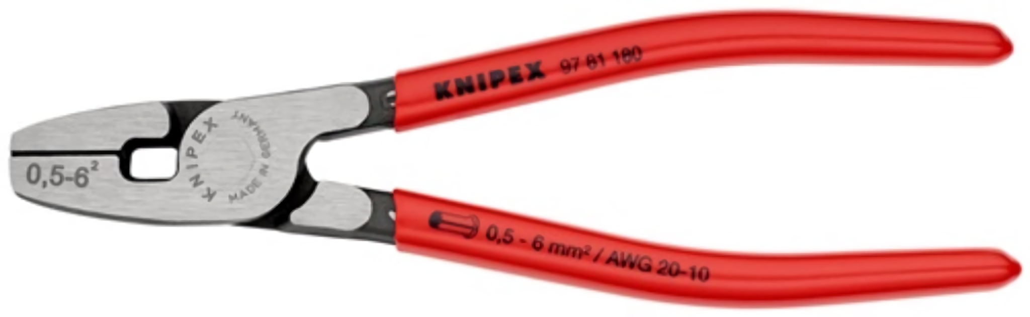KNIPEX 97 81 180 Aderendhülsenzange  Gesamtlänge 180 mm 0,5 - 6,0 (AWG 20 - 10)