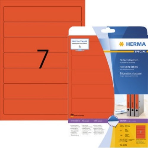 HERMA Ordneretikett 5092 kurz/schmal sk rot 140 St./Pack.