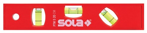 SOLA 1430601 Torpedowasserwaage PTM 5 20 cm ABS Kunststoff rot 1,50 mm/m Magnet