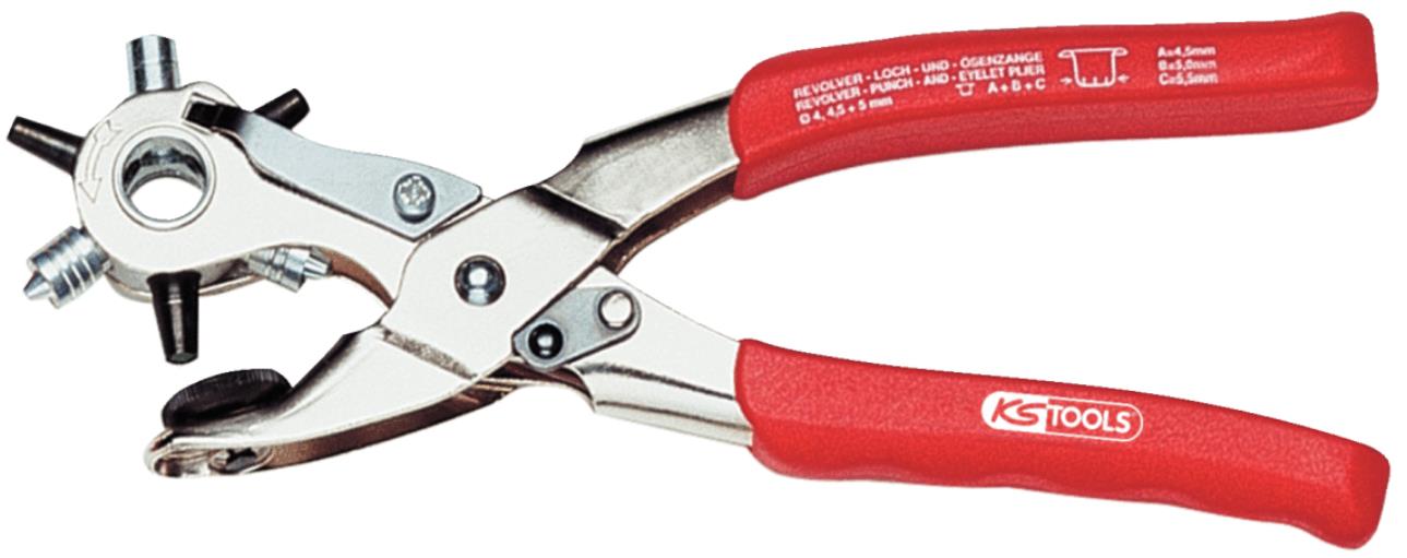 KS Tools 118.0042 Revolverloch- und Ösenzange, 220mm