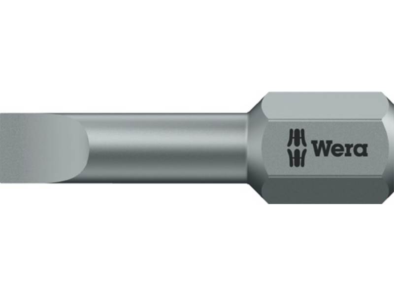 WERA 5056240001 Bit 800/1 TZ für Schlitzschrauben 8 mm Länge 25 mm 1/4 Zoll C6,3