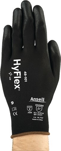 ANSELL 48-101-10 Handschuhe HyFlex® 48-101 Gr.10 schwarz Nylon mit Polyuretha