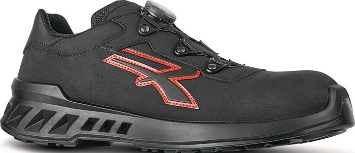 U.POWER RV20324-46 Sicherheitshalbschuh Caesar Größe 46 schwarz/rot S3 CI SRC ESD EN ISO 20345 Mikrofaser nach EN ISO 20345 · S3 SRC CI ESD · mit BOA-Verschluss · wasserabweisend · Obermaterial aus weicher Mikrofaser · PU-Verbundsohle · rutschfeste Sicher